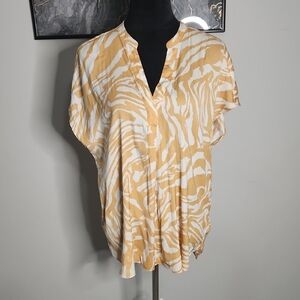 RACHEL Rachel Roy Mustard and White Zebra Print Blouse Size L
